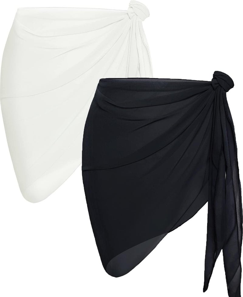 CHICGAL 2 Pieces Women Beach Sarong Bathing Suit Wrap Skirt Sheer Bikini Swimsuit Cover Ups for Swimwear - Image 1